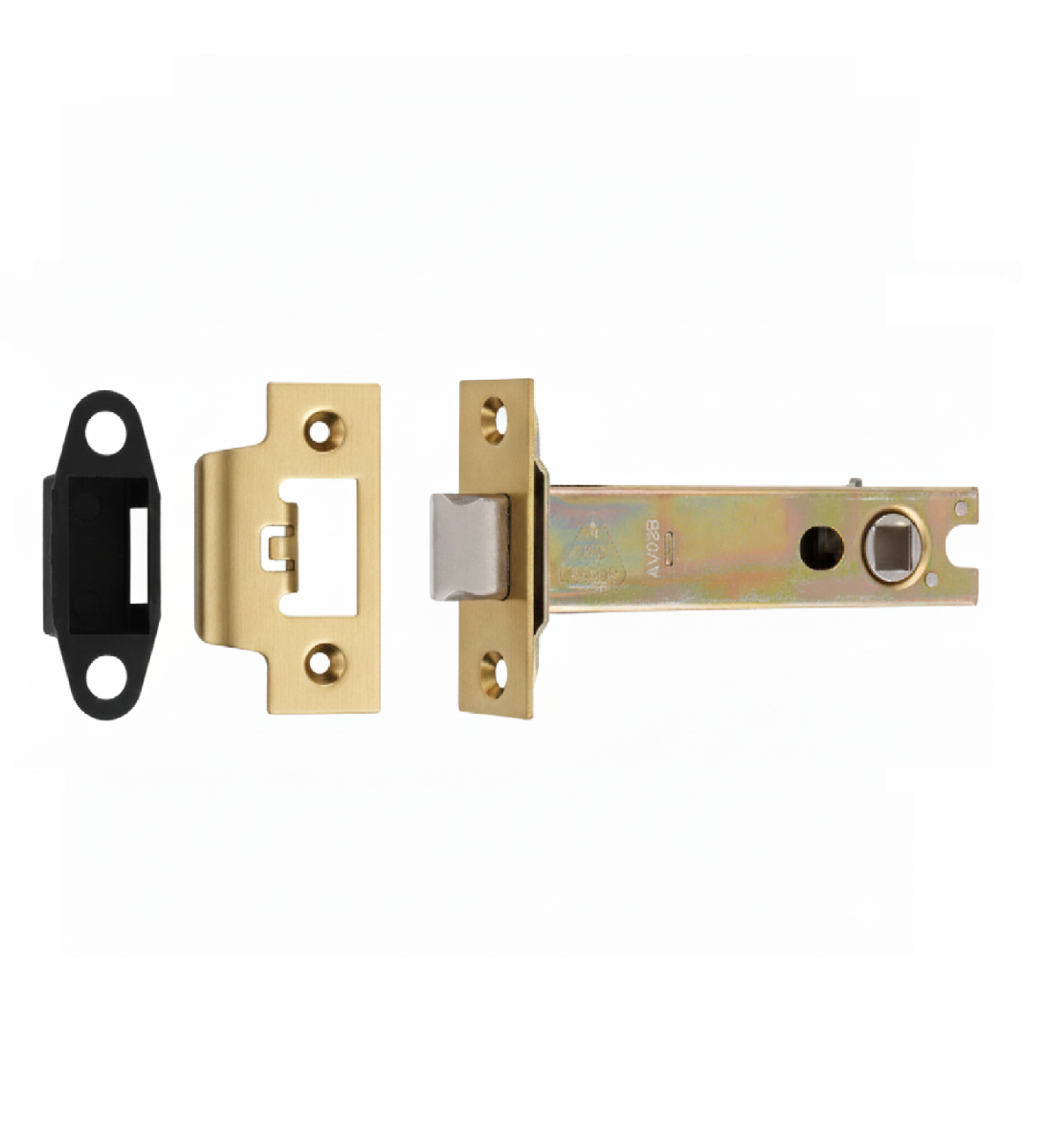 Heavy Duty Tubular Latch 102mm - 8mm Follower - Square Stainless Brass TLS5040PVD Eurospec