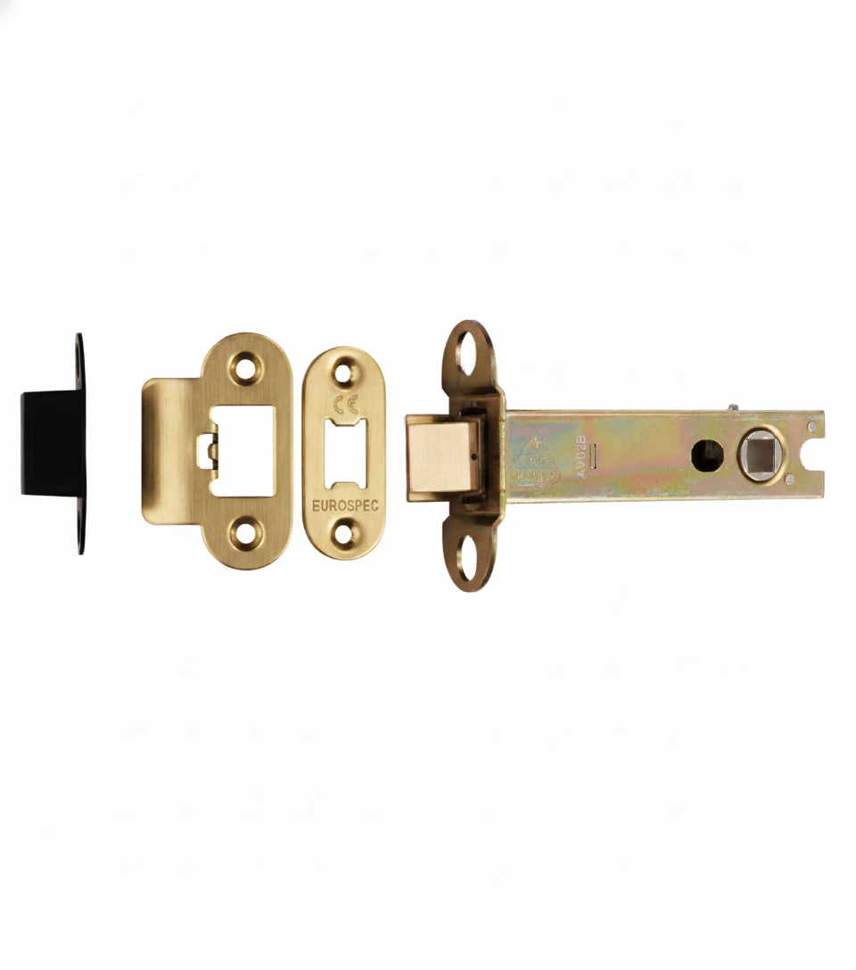 Heavy Duty Tubular Latch 102mm - 8mm Follower - Radius Stainless Brass TLS5040PVD/R Eurospec