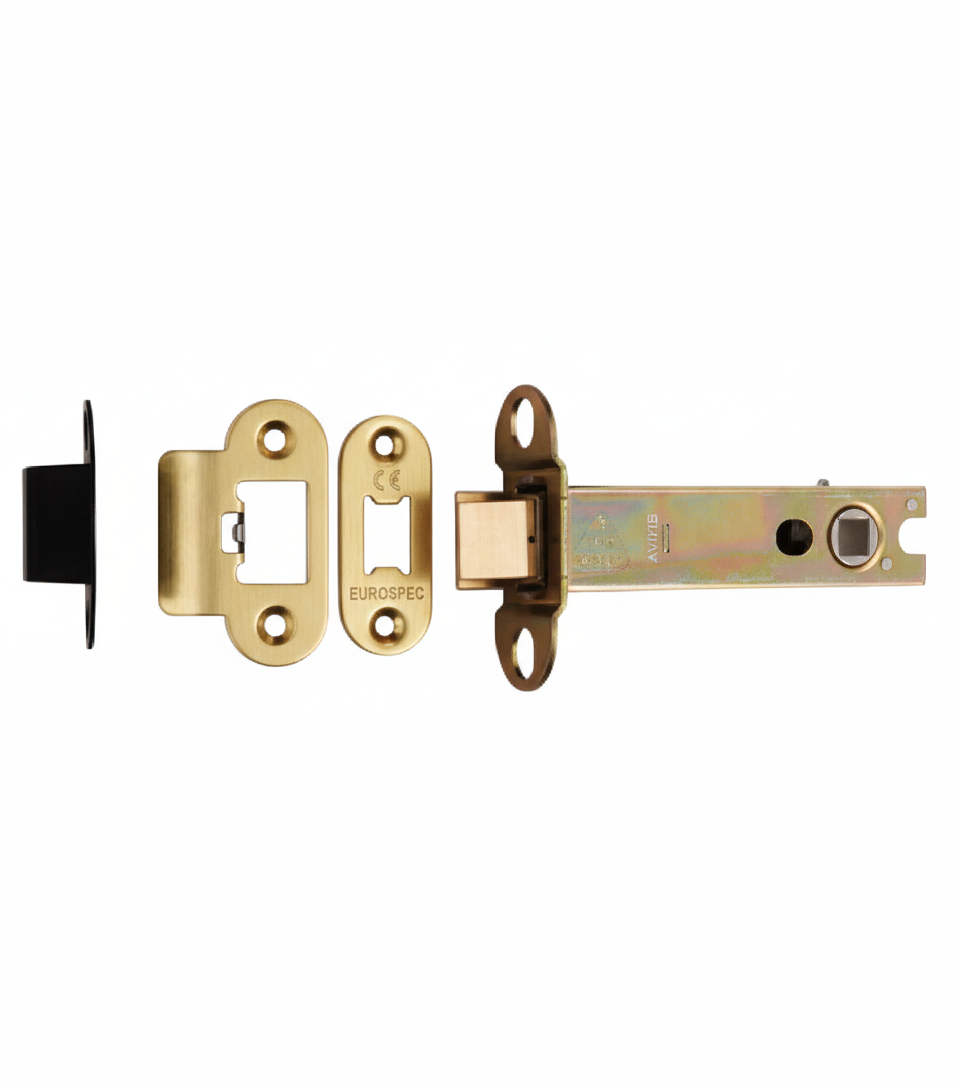 Heavy Duty Tubular Latch 102mm - 8mm Follower - Radius Satin Brass TLS5040SB/R Eurospec