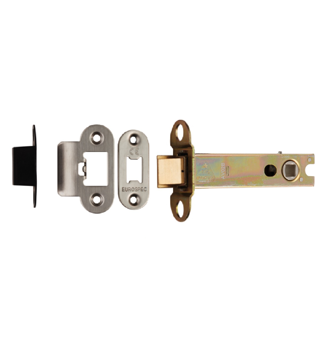 Heavy Duty Tubular Latch 102mm - 8mm Follower - Radius Satin Stainless Steel TLS5040SSS/R Eurospec