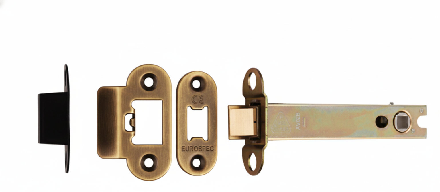 Heavy Duty Tubular Latch 127mm - 8mm Follower - Radius Antique Brass TLS5050AB/R Eurospec