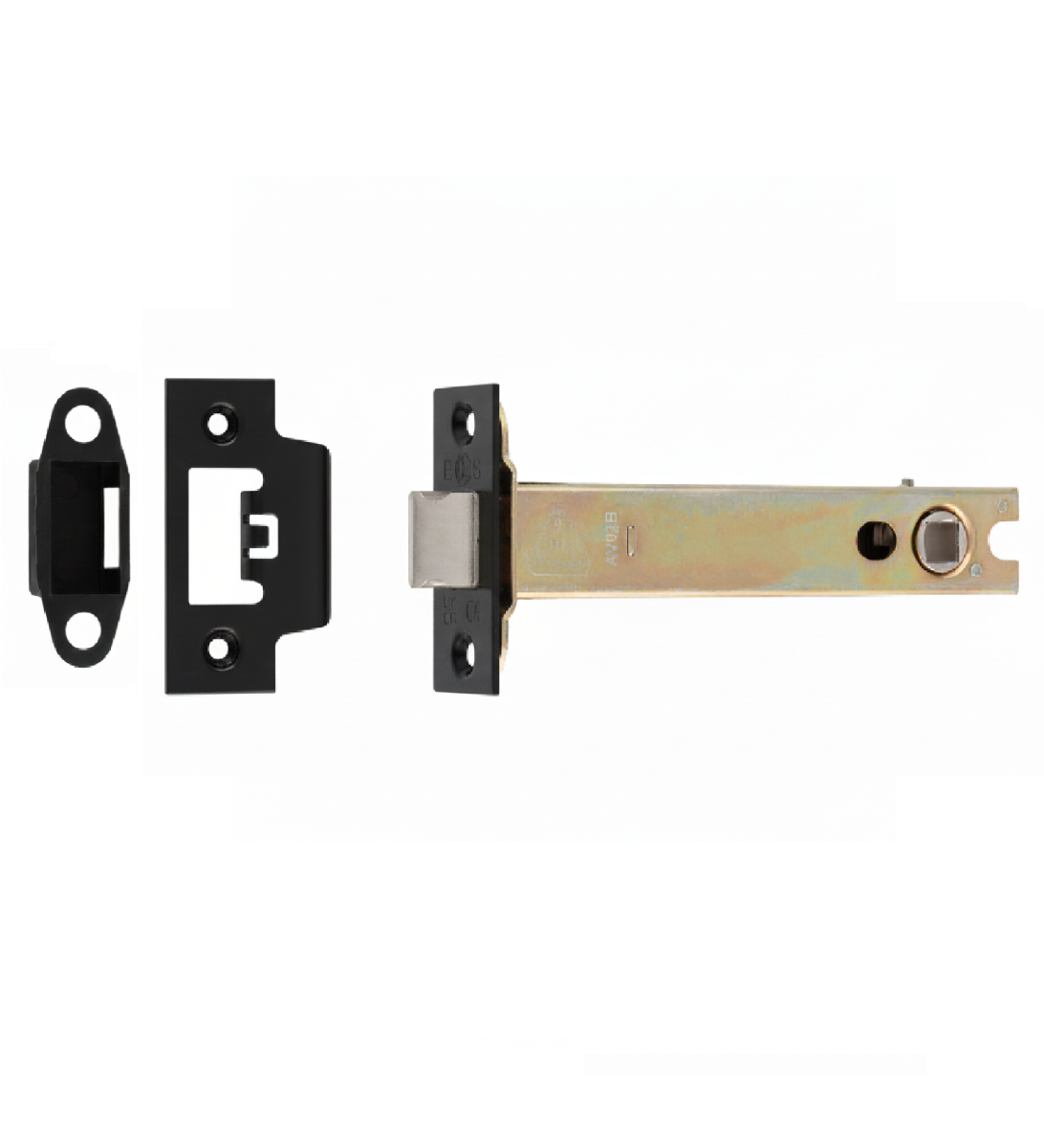 Heavy Duty Tubular Latch 127mm - 8mm Follower - Square Matt Black TLS5050MB Eurospec
