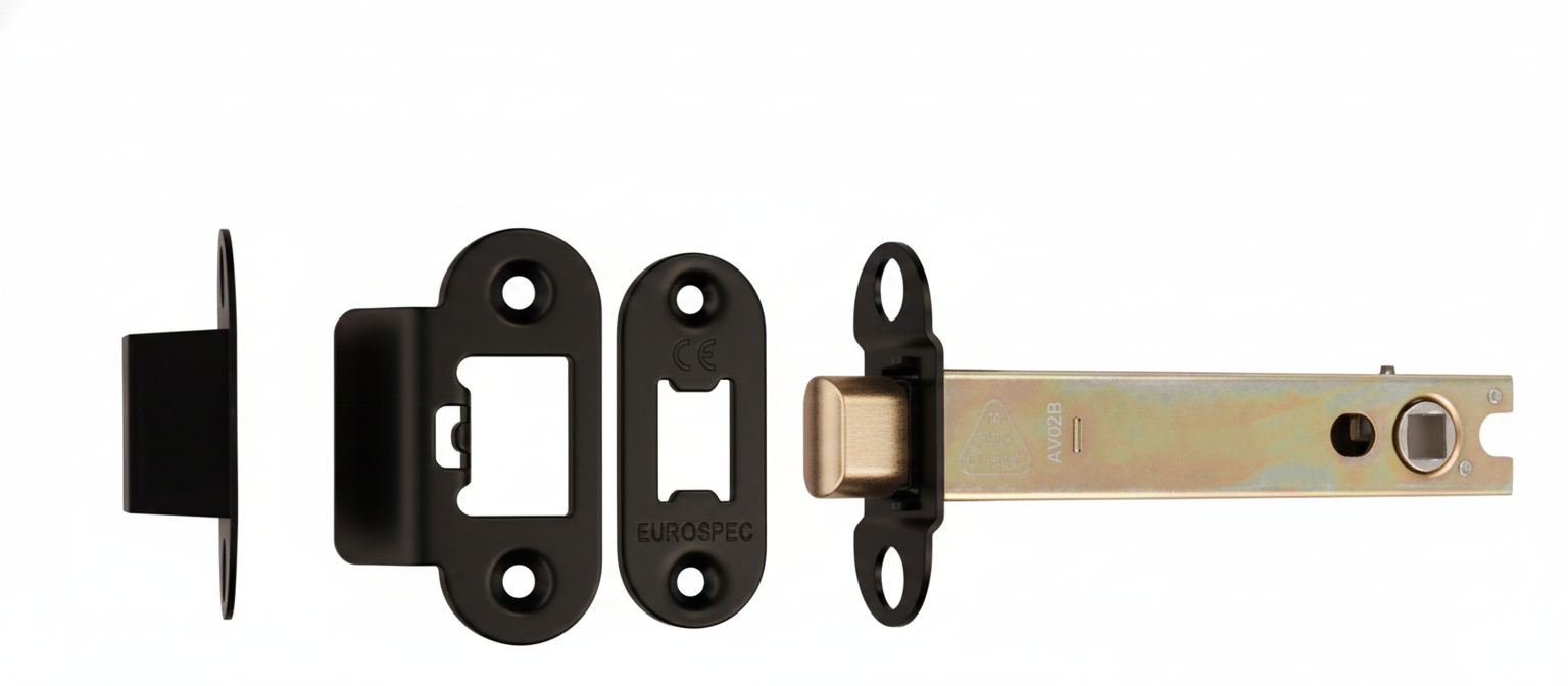 Heavy Duty Tubular Latch 127mm - 8mm Follower - Radius Matt Black TLS5050MB/R Eurospec