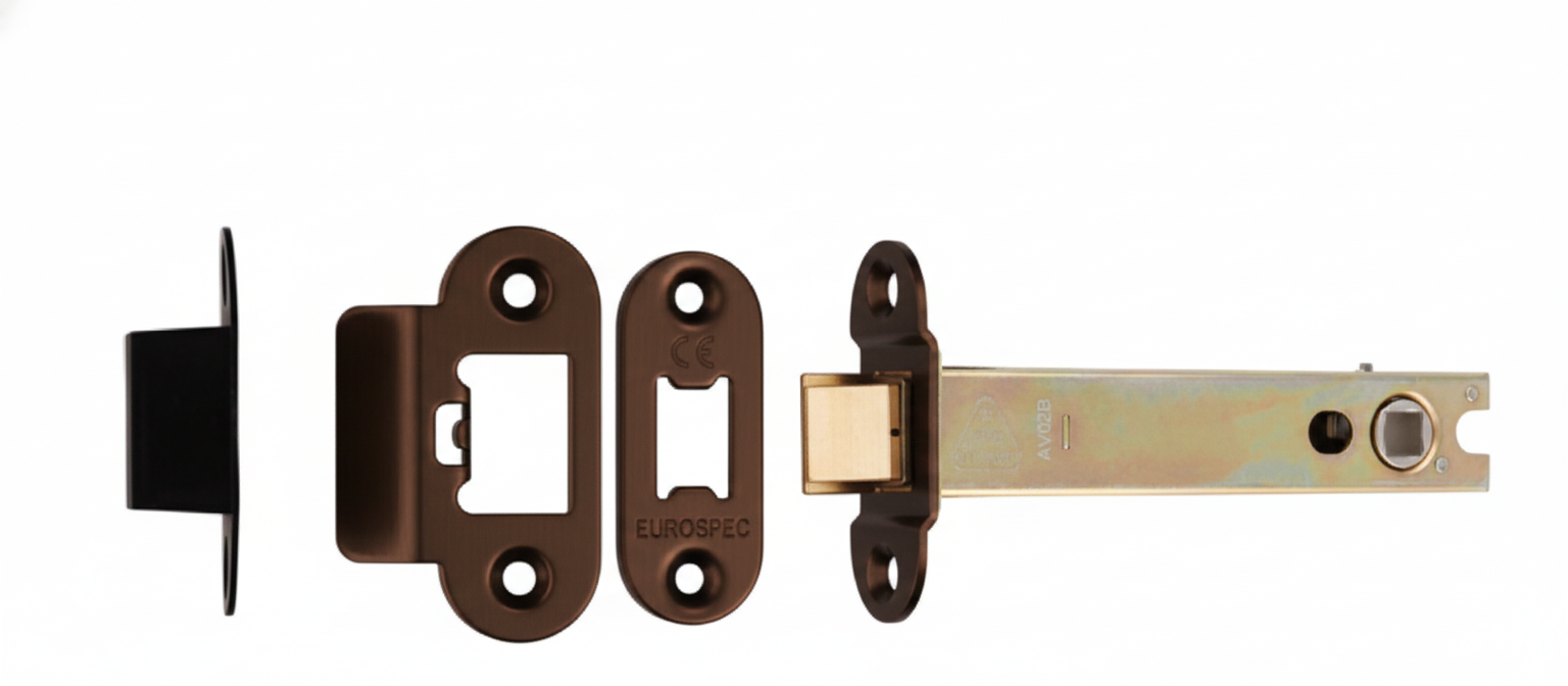 Heavy Duty Tubular Latch 127mm - 8mm Follower - Radius Matt Bronze TLS5050MBRZ/R Eurospec