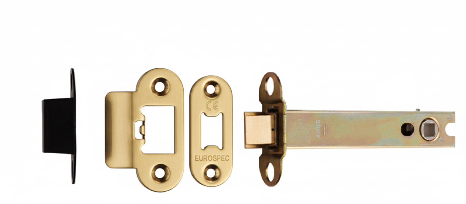 Heavy Duty Tubular Latch 127mm - 8mm Follower - Radius Stainless Brass TLS5050PVD/R Eurospec