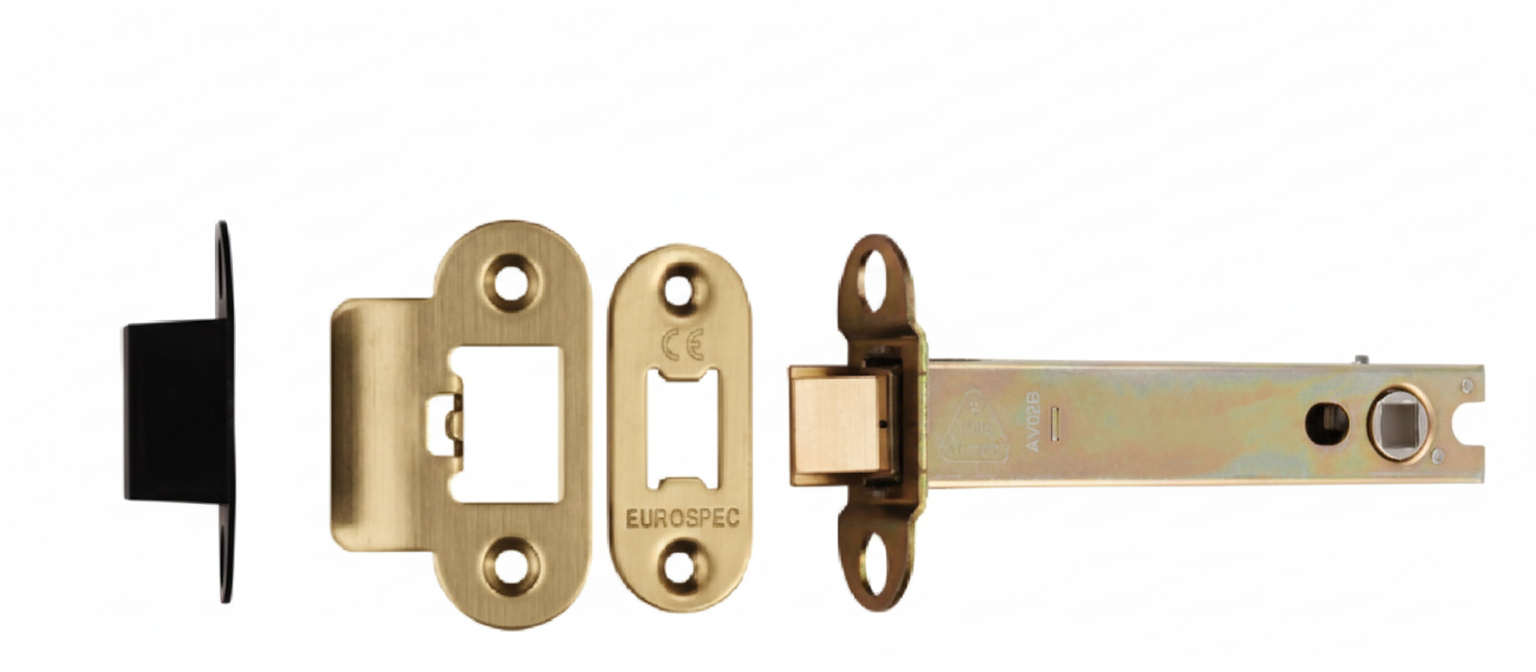 Heavy Duty Tubular Latch 127mm - 8mm Follower - Radius Satin Brass TLS5050SB/R Eurospec