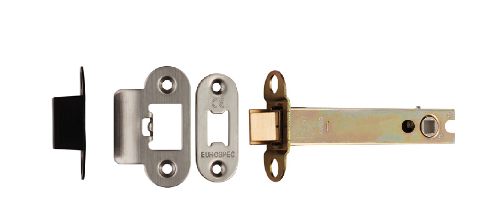 Heavy Duty Tubular Latch 127mm - 8mm Follower - Radius Satin Stainless Steel TLS5050SSS/R Eurospec