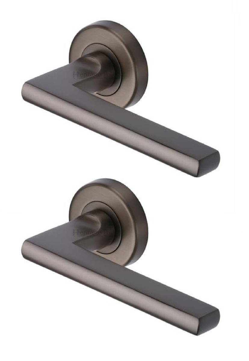 Heritage Brass TRI1352-MB Door Handle Lever on Rose Trident Design Matt Bronze Finish