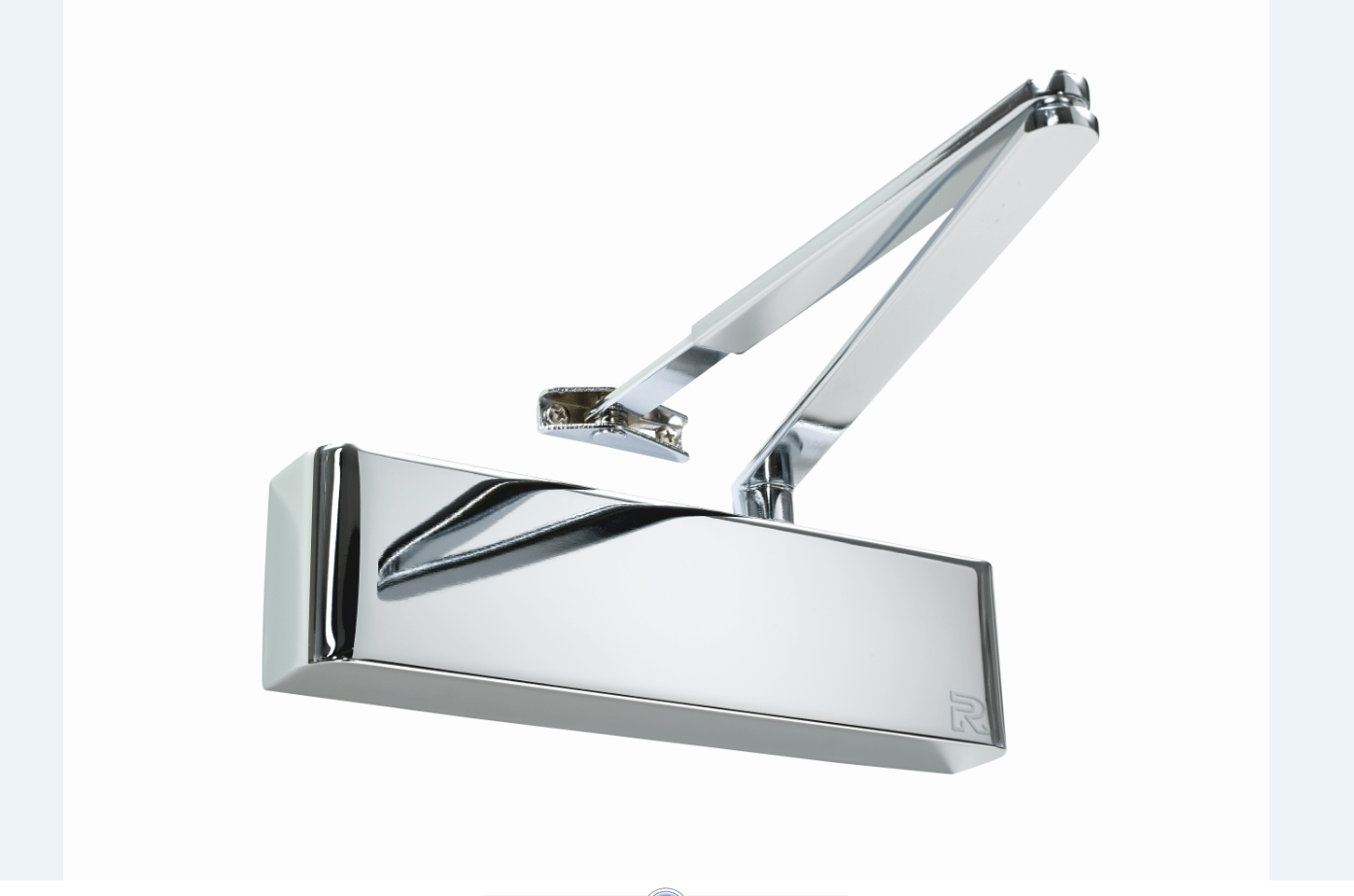 Rutland TS.9205 Door Closer c/w Semi-Radius Cover, Flatbar Armset Polished Stainless Steel