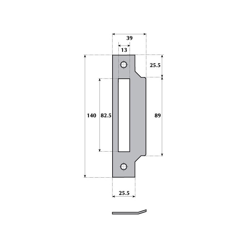 Imperial Locks TYPE A Strike Plate for Sash Locks Satin Stainless Steel