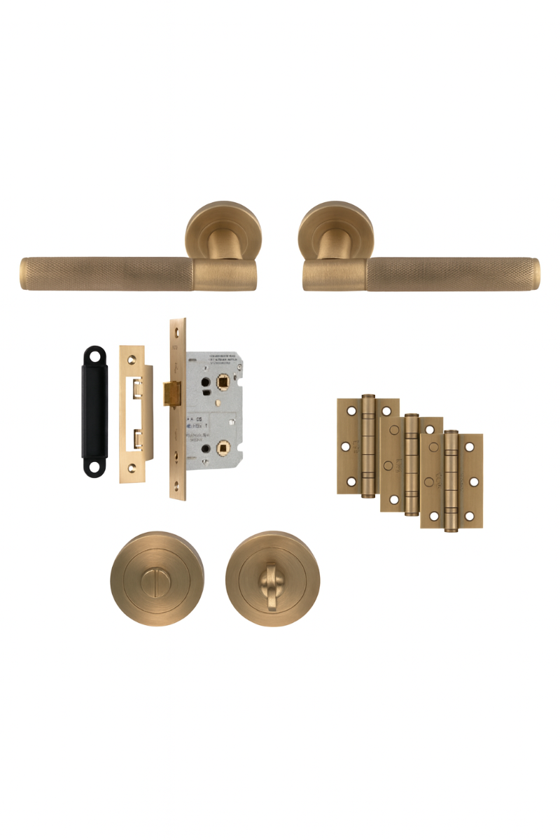 SEROZZETTA Lagos Bathroom Door Pack - Ultimate Door Handle Pack Antique Brass