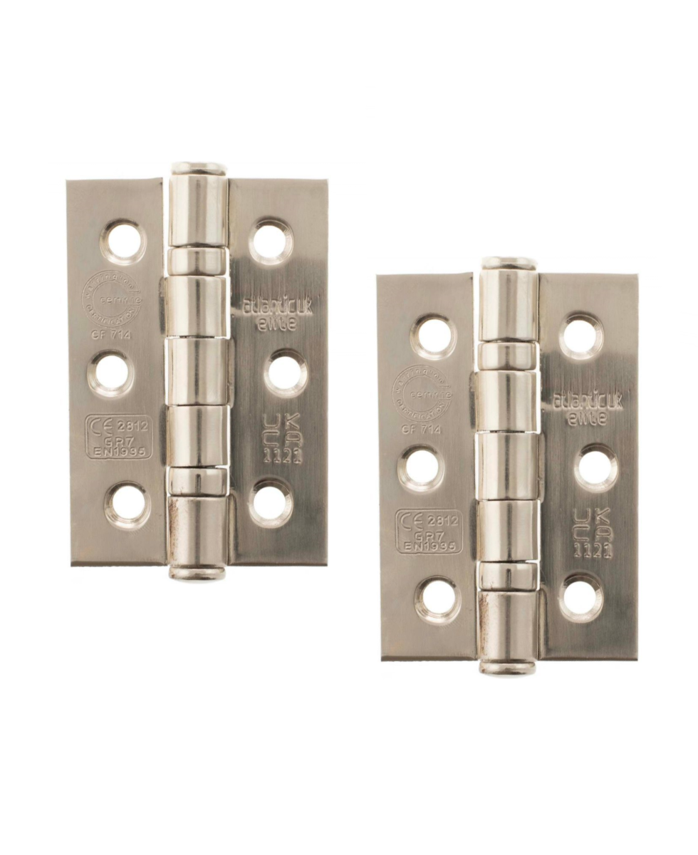 A2H322PN Atlantic CE Fire Rated Grade 7 Ball Bearing Hinge 76mm x 51mm x 2mm Polished Nickel