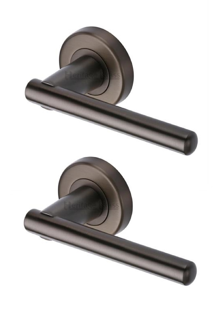 Heritage Brass V1001-MB Door Handle Lever on Rose Challenger Design Matt Bronze Finish