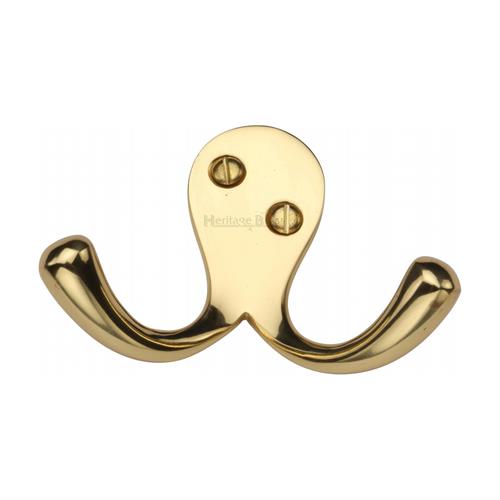 Heritage Brass V1060-PB Double Coat Hook Polished Brass finish