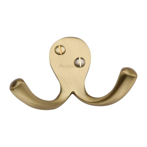 Heritage Brass V1060-SB Double Coat Hook Satin Brass finish