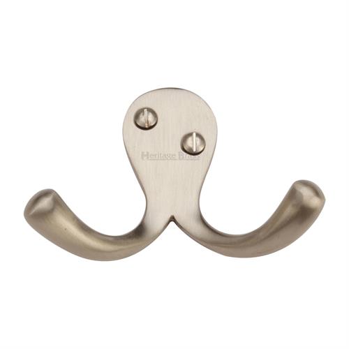 Heritage Brass V1060-SN Double Coat Hook Satin Nickel finish