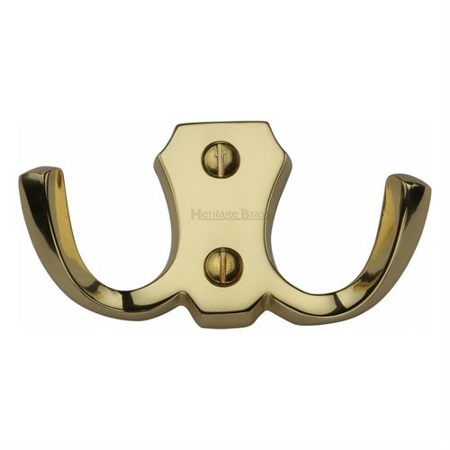 Heritage Brass V1062-PB Double Coat Hook Polished Brass finish