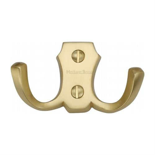 Heritage Brass V1062-SB Double Coat Hook Satin Brass finish