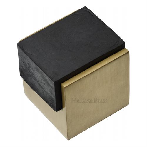 Heritage Brass V1082-SB Door Stop Square Floor Mounted Design Satin Brass Finish