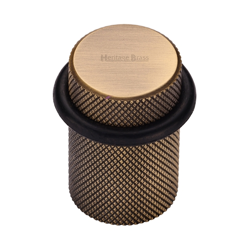 Heritage Brass Round Door Stop 45mm Knurled Antique Brass finish V1085-AT