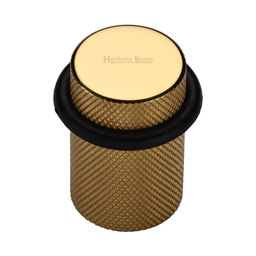 Heritage Brass Round Door Stop 45mm Knurled Polished Brass finish V1085-PB