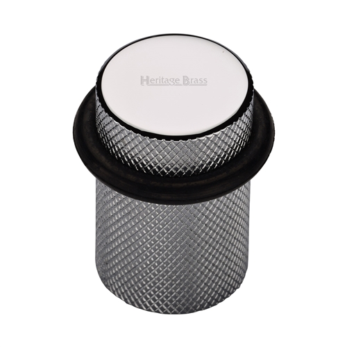 Heritage Brass Round Door Stop 45mm Knurled Polished Chrome finish V1085-PC