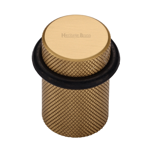 Heritage Brass Round Door Stop 45mm Knurled Satin Brass finish V1085-SB