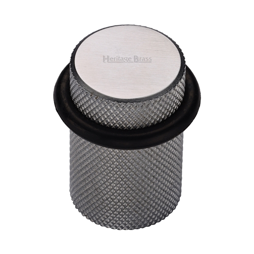 Heritage Brass Round Door Stop 45mm Knurled Satin Chrome finish V1085-SC