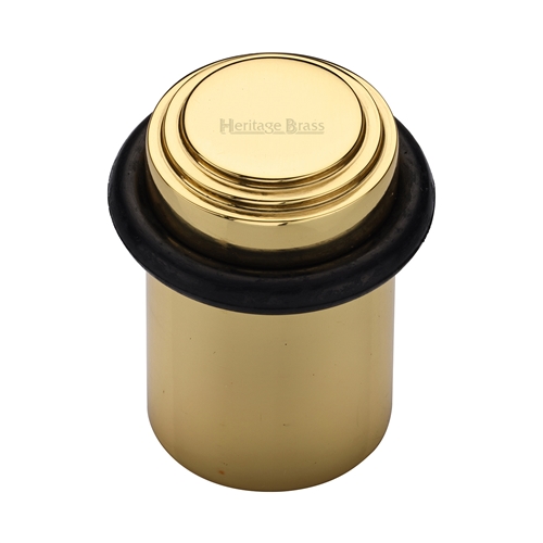 Heritage Brass Round Door Stop 45mm Stepped Polished Brass finish V1086-PB