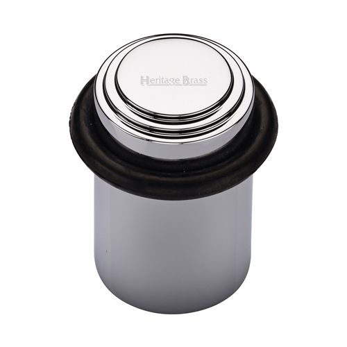 Heritage Brass Round Door Stop 45mm Stepped Polished Chrome finish V1086-PC