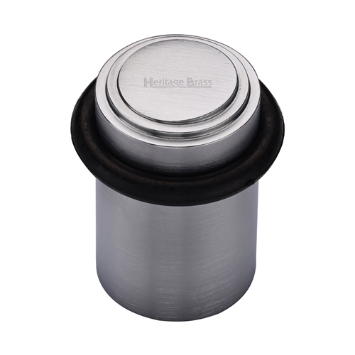 Heritage Brass Round Door Stop 45mm Stepped Satin Chrome finish V1086-SC