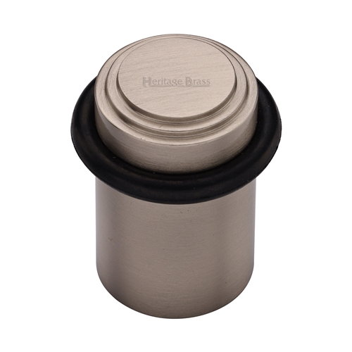 Heritage Brass Round Door Stop 45mm Stepped Satin Nickel finish V1086-SN