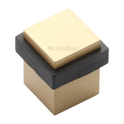Heritage Brass V1089-SB Door Stop Square Floor Mounted Design Satin Brass Finish