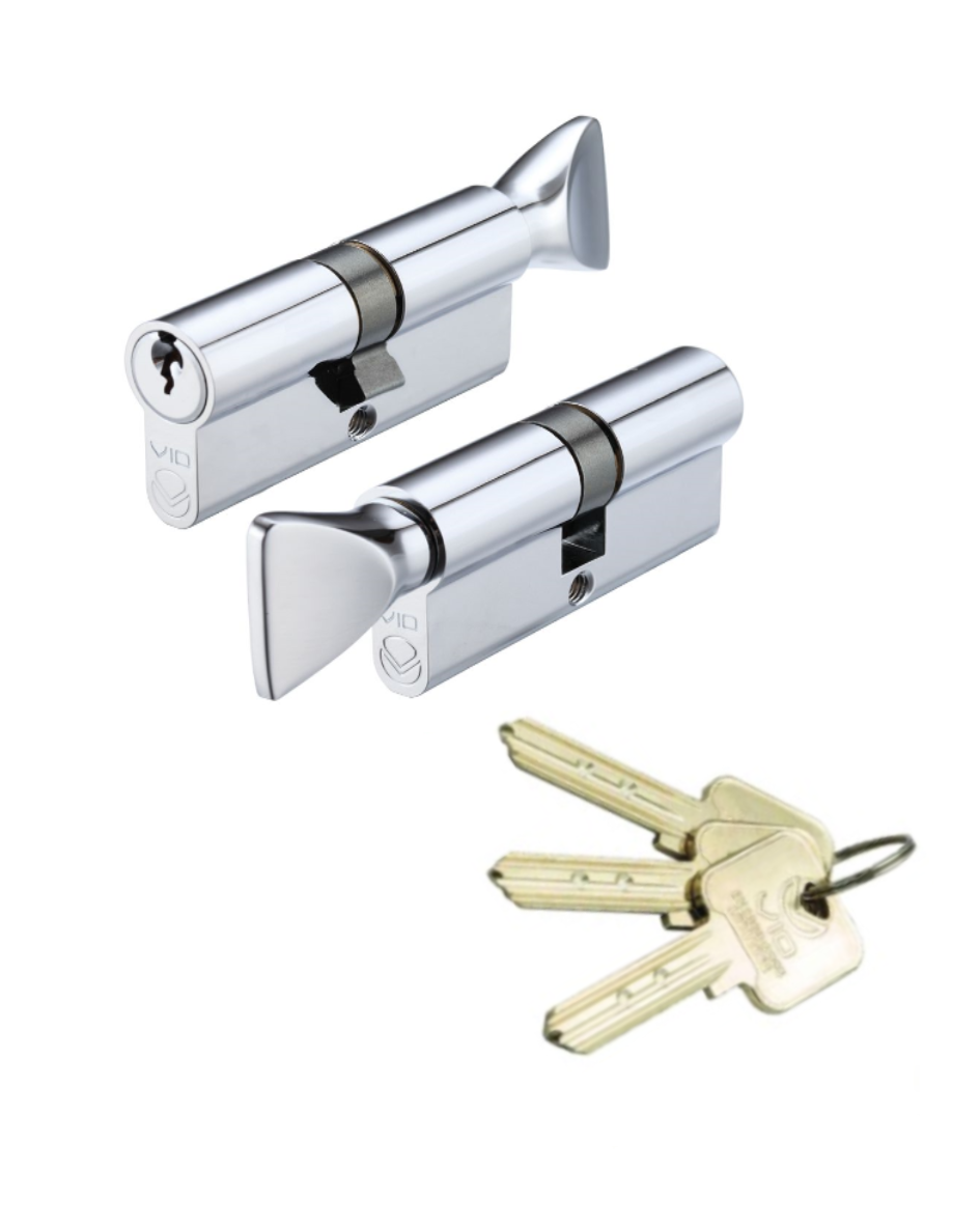 Vier V10EP5040CTPCKA V10 Euro Cylinder and Turn 50/40mm Keyed Alike Polished Chrome