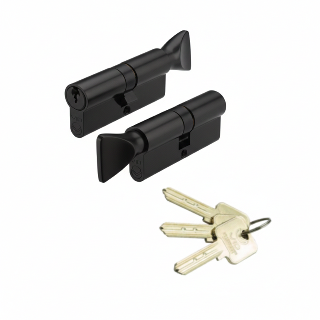 Zoo Hardware Vier V10 Euro Cylinder and Turn 70mm KA Black V10EP70CTBKKA