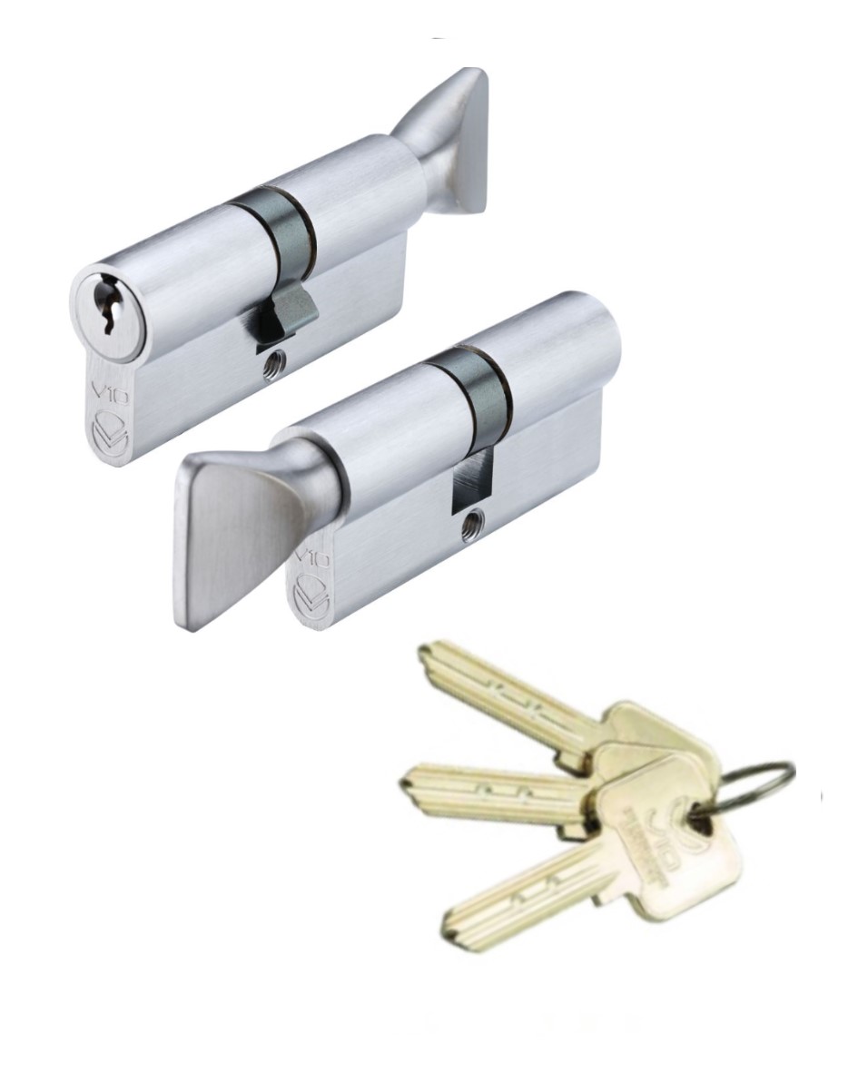 Vier V10EP4550CTSCE V10 Euro Cylinder and Turn 45/50mm KTD Satin Chrome