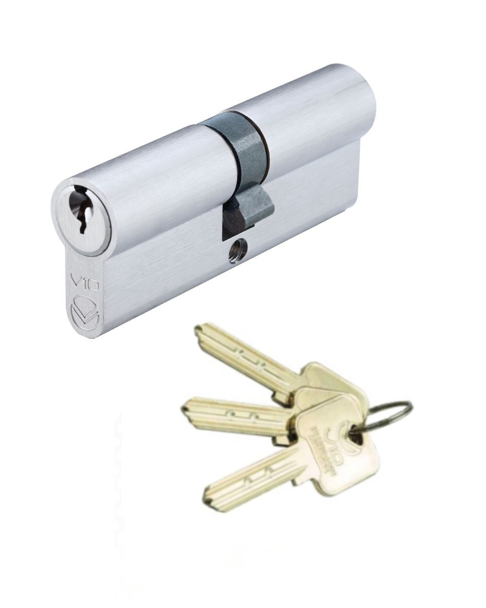 Vier V10EP3545DSCE V10 Euro Double Cylinder 35/45mm KTD Satin Chrome