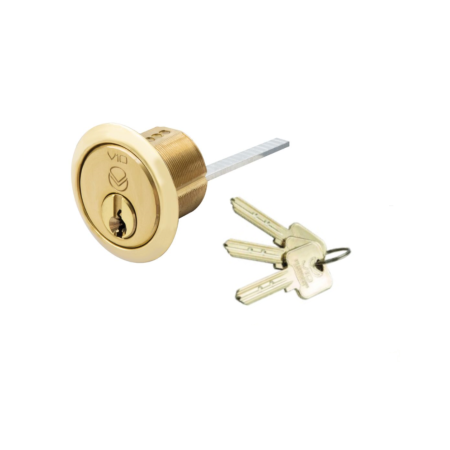 Vier V10RMC20PBKA V10 Universal Rim Cylinder Keyed Alike Polished Brass