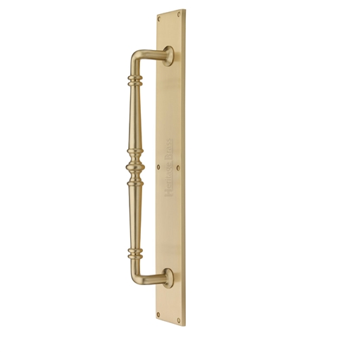 Heritage Brass Door Pull Handle on Plate Avon Design Satin Brass