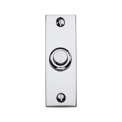 Heritage Brass Rectangular Bell Push Polished Chrome