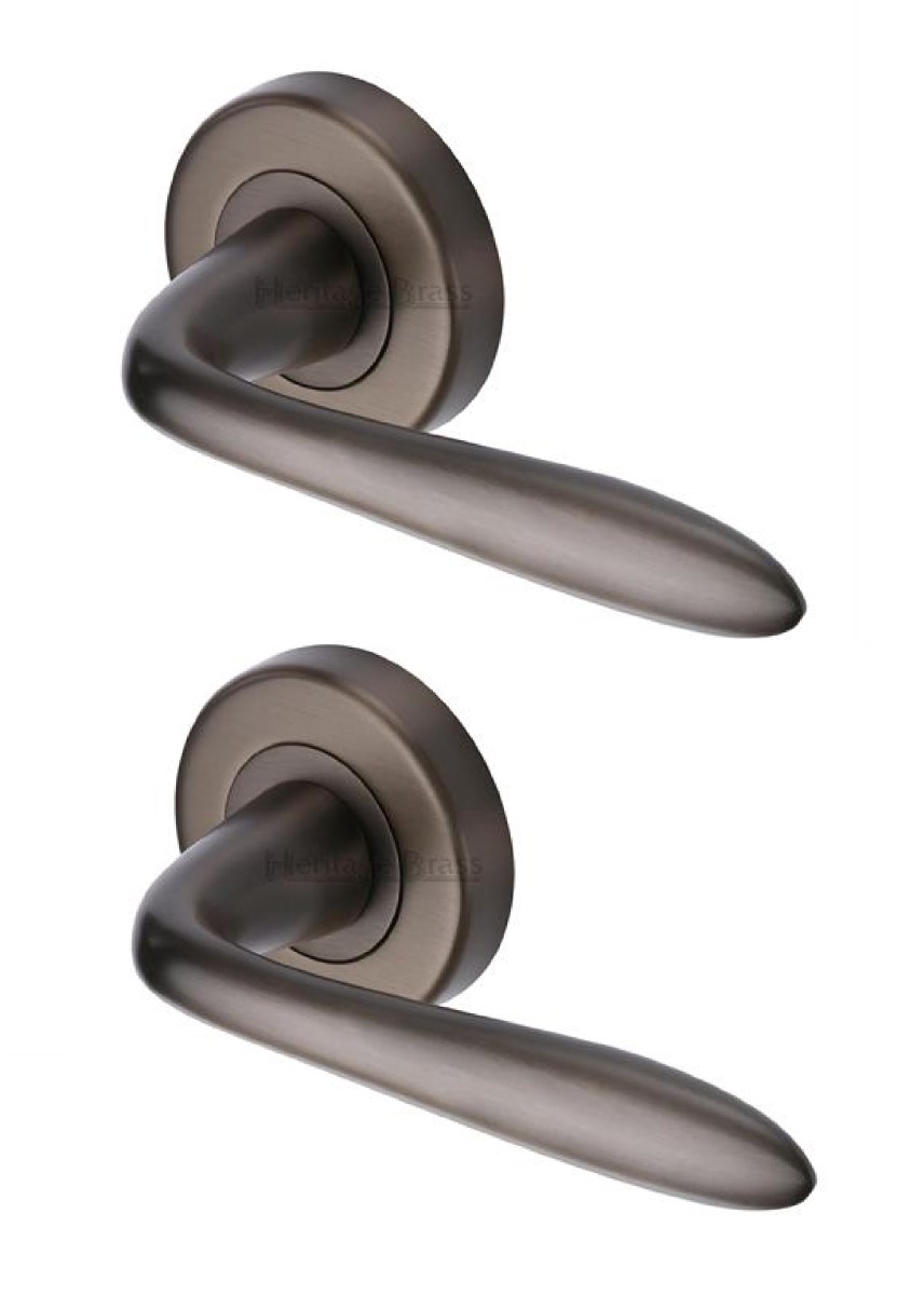 Heritage Brass V1750-MB Door Handle Lever Latch on Round Rose Sutton Design Matt Bronze finish