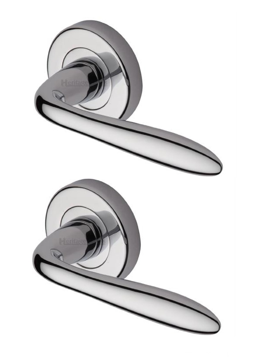 Heritage Brass V1750-PC Door Handle Lever Latch on Round Rose Sutton Design Polished Chrome finish