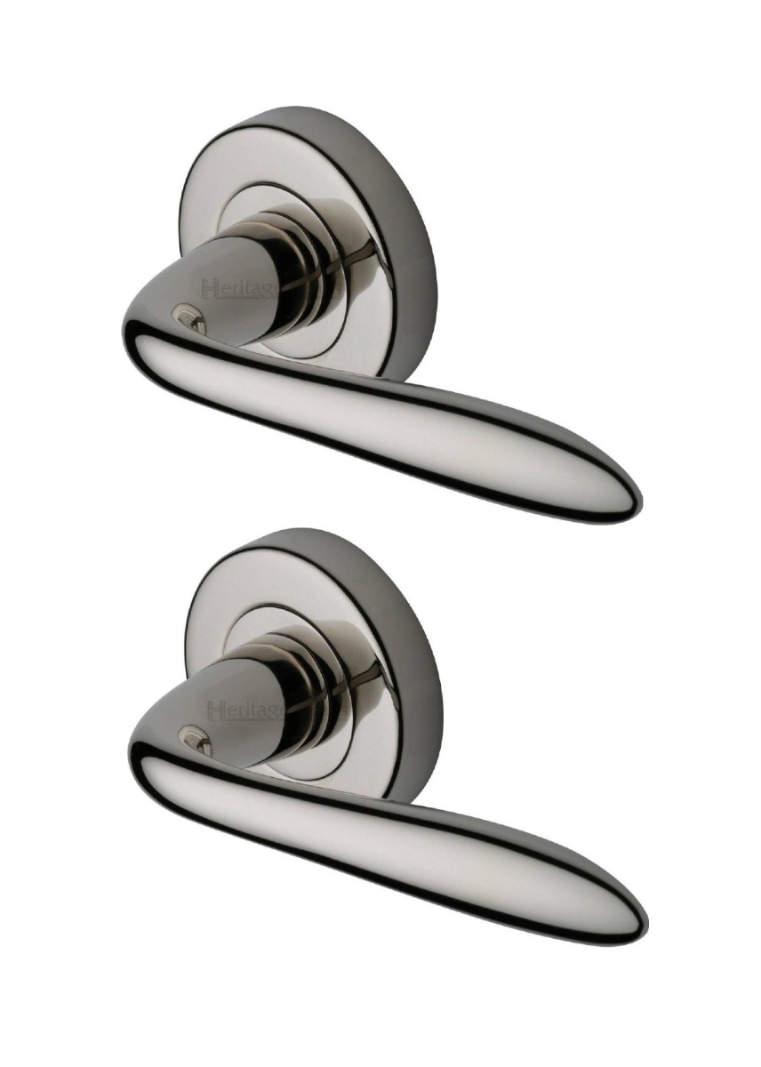 Heritage Brass V1750-PNF Door Handle Lever on Rose Sutton Design Polished Nickel Finish