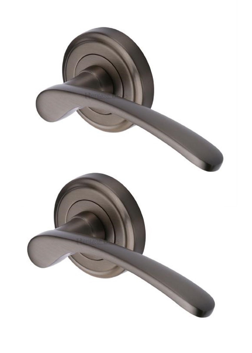 Heritage Brass V1900-MB Door Handle Lever Latch on Round Rose Sophia Design Matt Bronze finish