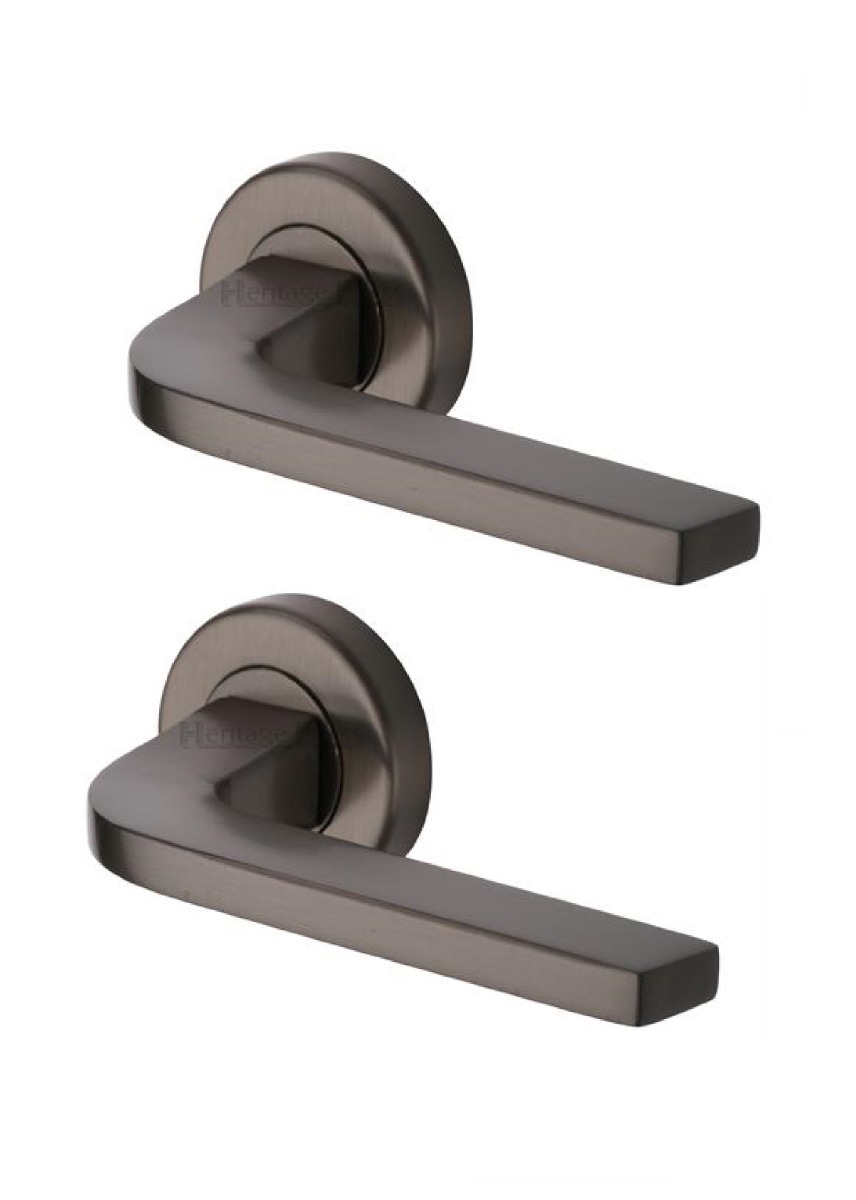 Heritage Brass V2015-MB Door Handle Lever on Rose Bellagio Design Matt Bronze Finish