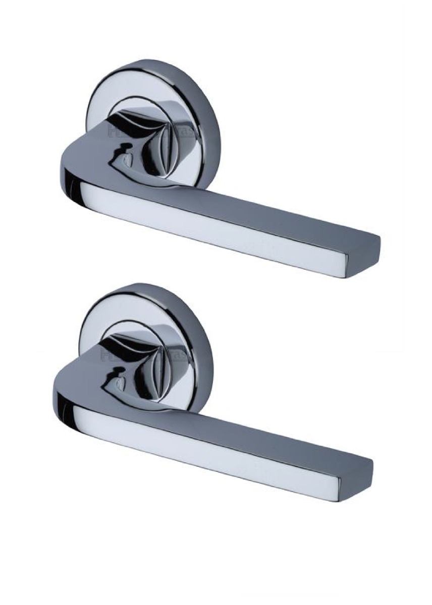 Heritage Brass V2015-PC Door Handle Lever on Rose Bellagio Design Polished Chrome Finish