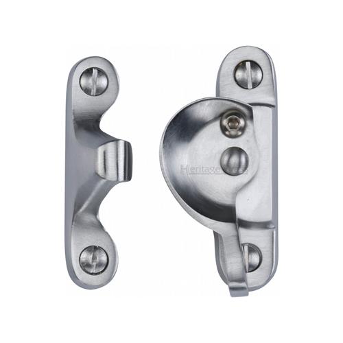 Heritage Brass V2060L-SC Fitch Pattern Sash Fastener Lockable Satin Chrome Finish