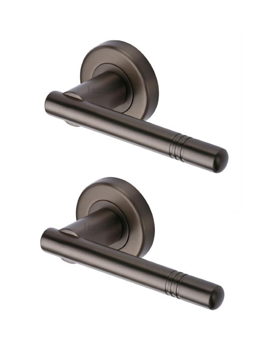 Heritage Brass V2100-MB Door Handle Lever Latch on Round Rose Alicia Design Matt Bronze finish