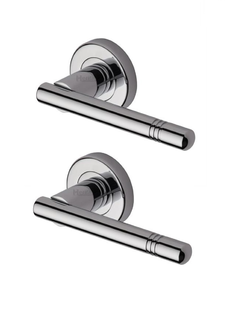 Heritage Brass V2100-PC Door Handle Lever Latch on Round Rose Alicia Design Polished Chrome finish