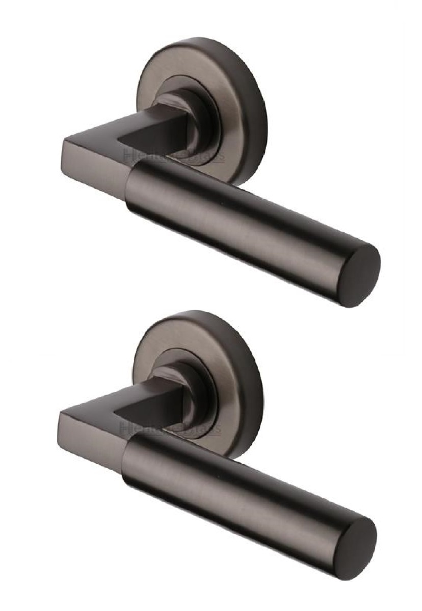 Heritage Brass V2259-MB Door Handle Lever on Rose Bauhaus Design Matt Bronze Finish
